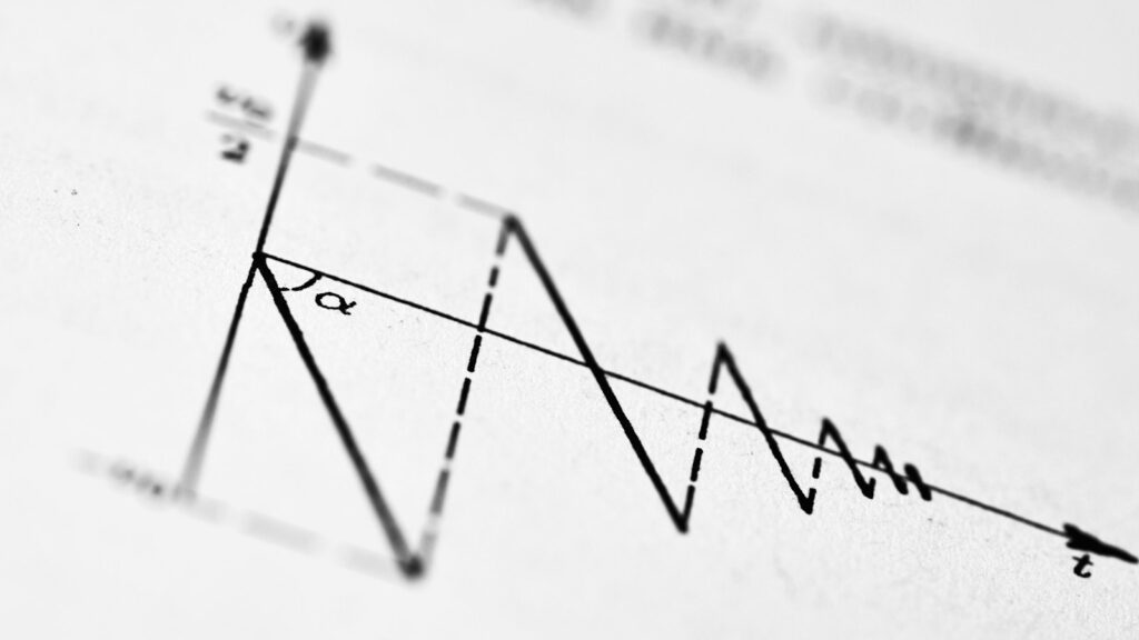 Systematic Review vs Meta-Analysis: What Each Can Tell You 1 Close-up of a printed graph in a science book, showing a curve of successively smaller peaks